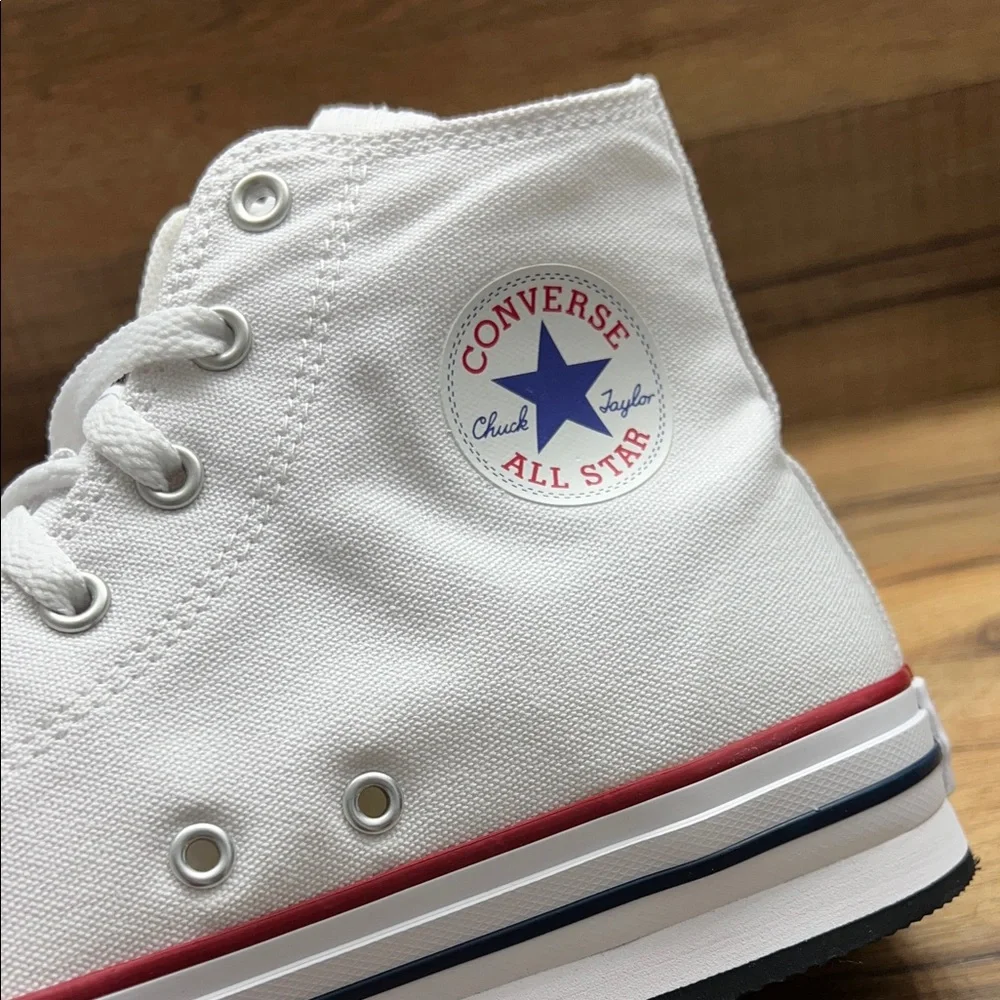 Converse All Star White Canvas High-Tops platform
